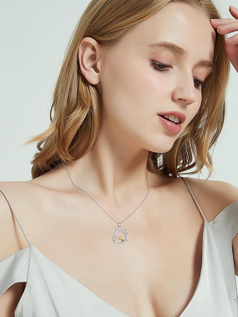 Cargari Store Dragonfly/Butterfly/Elephant/Hummingbird/Axolotl/Horse/Panda/Bee necklace for Women 925 Sterling Silver Heart Pendant Necklace Animal Jewelry Gifts for Women - Image 4